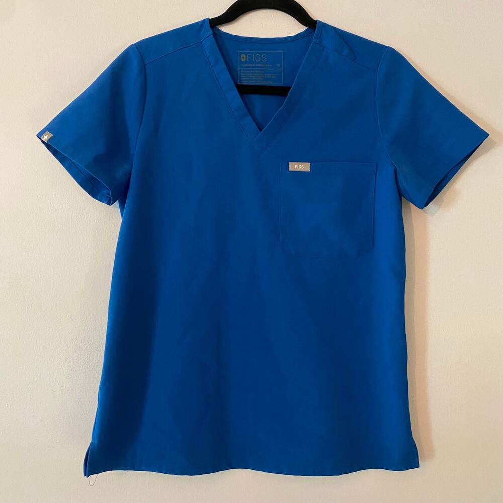 FIGS Royal Blue Catarina One Pocket Scrub Top Uniform Nurse Dr Women's size XS